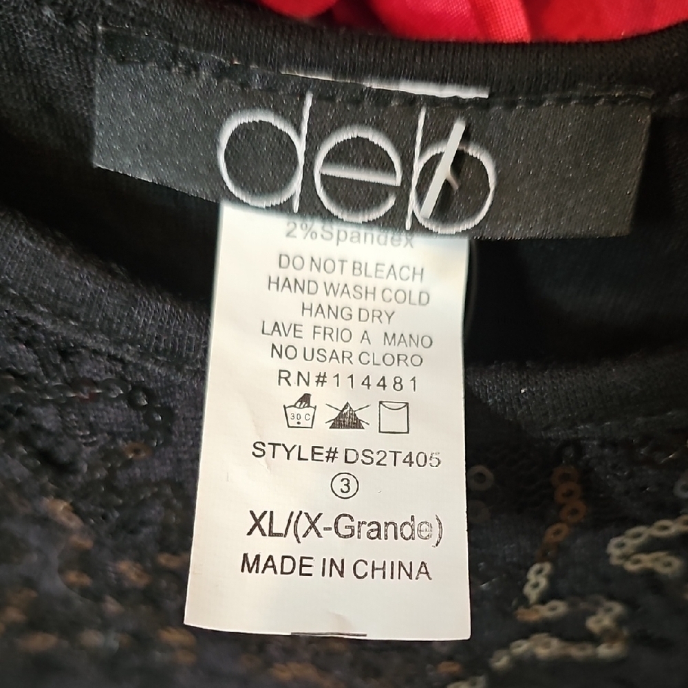 Deb Elegant Black Sequin Tank Top With Crop Overlay Size Xlarge - Picture 2 of 9
